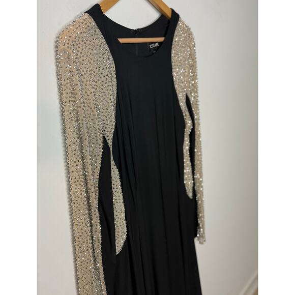 Xscape Black and Gold Long Sleeve Dress - Picture 7 of 13